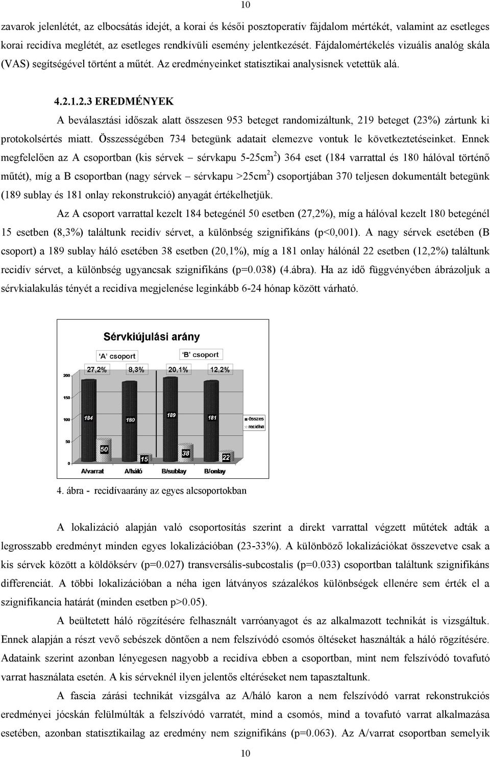1.2.3 EREDMÉNYEK A beválasztási időszak alatt összesen 953 beteget randomizáltunk, 219 beteget (23%) zártunk ki protokolsértés miatt.
