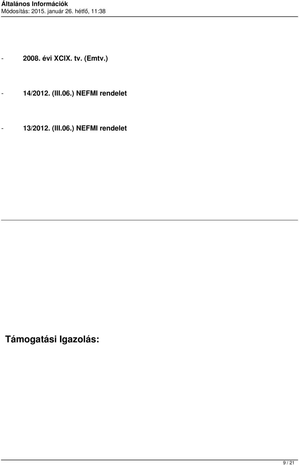 ) NEFMI rendelet - 13/2012. (III.