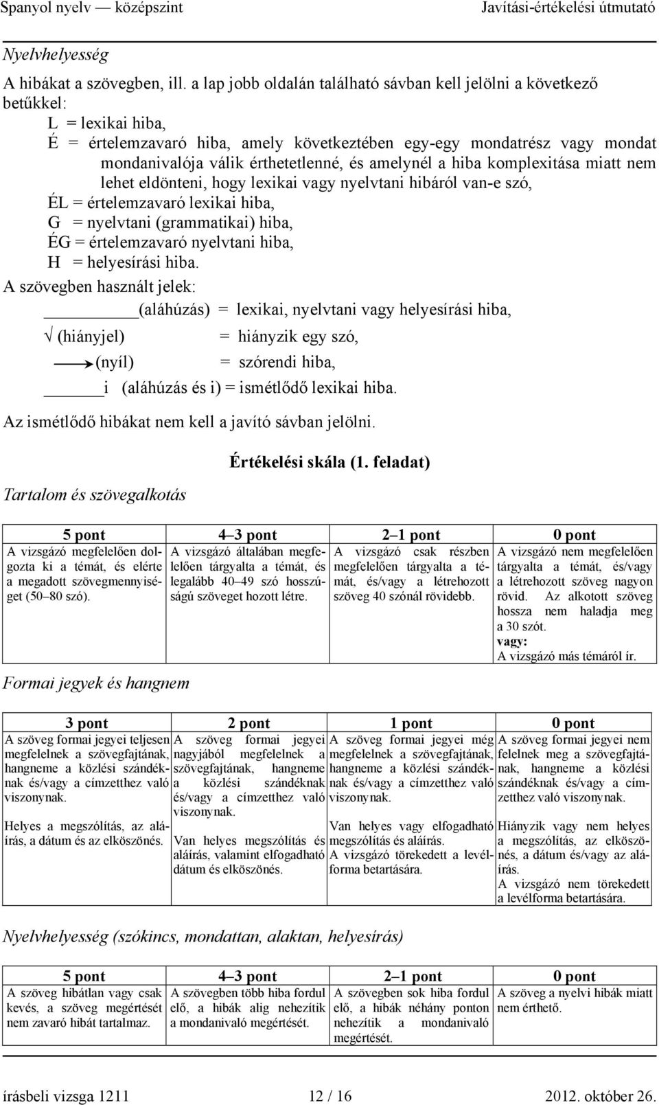 és amelynél a hiba komplexitása miatt nem lehet eldönteni, hogy lexikai vagy nyelvtani hibáról van-e szó, ÉL = értelemzavaró lexikai hiba, G = nyelvtani (grammatikai) hiba, ÉG = értelemzavaró