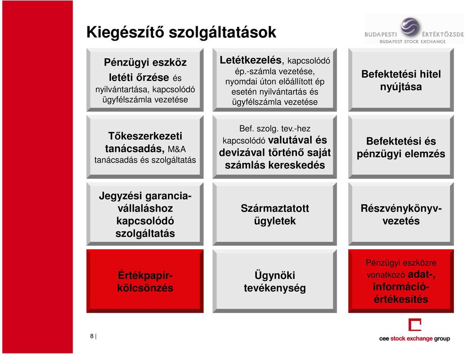 tanácsadás és szolgáltatás Bef. szolg. tev.