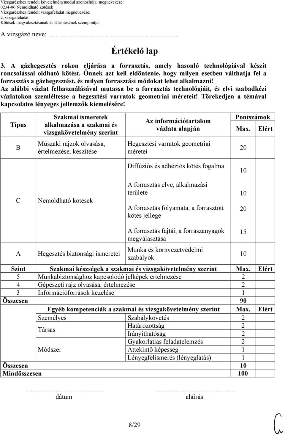 Az alábbi vázlat felhasználásával mutassa be a forrasztás technológiáit, és elvi szabadkézi vázlatokon szemléltesse a hegesztési varratok geometriai méreteit!