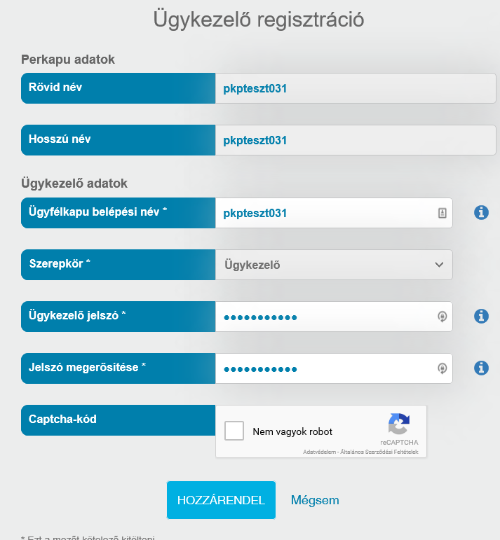 Ha a perkaput sikeresen létrehoztuk, a létrehozáskor használt ügyfélkapus azonosítójú személy lesz annak az adott perkapunak a főkapcsolattartója.
