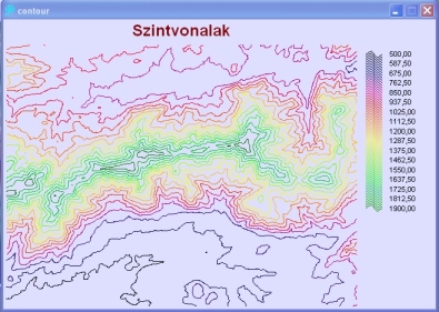 Kimenő vektor fájlnévnek írjuk be a contour-t (ez is a munka könyvtárban kerül elhelyezésre, természetesen más név is adható a fájlnak, itt a 3 pontos kiválasztó gombot akkor használjuk, ha nem