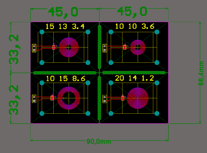 Melléklet 1. melléklet Megtervezett és megrendelt tekercsek Az ábrák a mérésekhez megtervezett és felhasznált nyomtatott áramköri tekercseket mutatják.