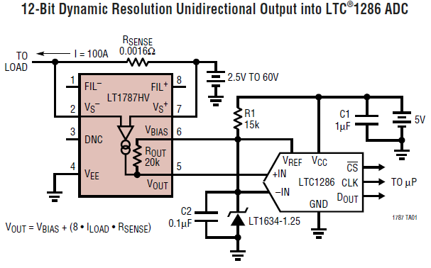 Motoráram mérése Áramérzékelő (Current Sense) erősítők Linear Technology LTC1787 High Side