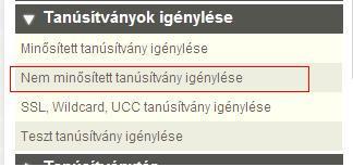 5. Szoftveresen tárolt tanúsítvány igénylésének folyamata Fontos megjegyezni, hogy amelyik böngészőben adja be tanúsítvány kérelmét, ugyanazon a számítógépen, bejelentkező profillal és böngészőben