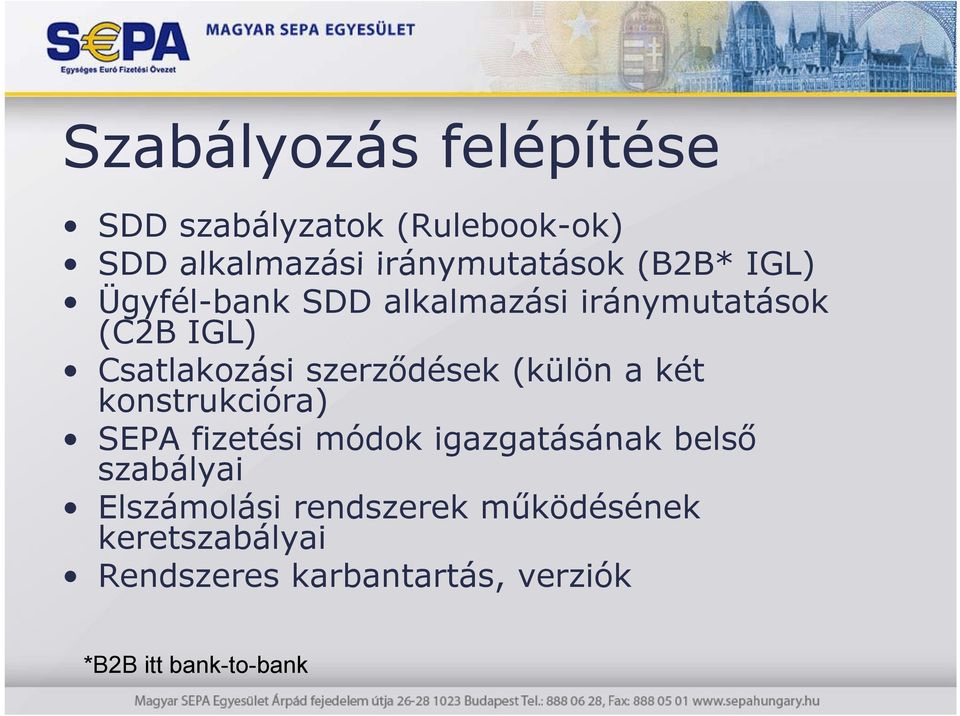 (külön a két konstrukcióra) SEPA fizetési módok igazgatásának belső szabályai