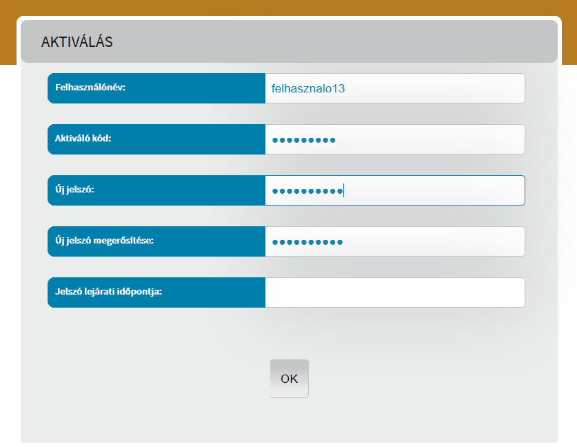 kattintva aktiválhat. Ebben az esetben a kódot a rendszer automatikusan kitölti, Önnek csak a felhasználói nevét és új jelszavát kell megadnia.