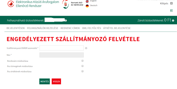 A sikeres szállítmányozói regisztrációval egyidejűleg az szállítmányozóként megadott cég egy egyedi azonosító számot kap, mely alapján ahogyan arról az előzőkben is tájékoztatást adtunk lehetséges a