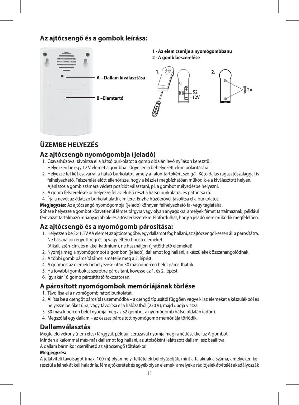 Helyezze fel két csavarral a hátsó burkolatot, amely a falon tartóként szolgál. Kétoldalas ragasztószalaggal is felhelyezhető.