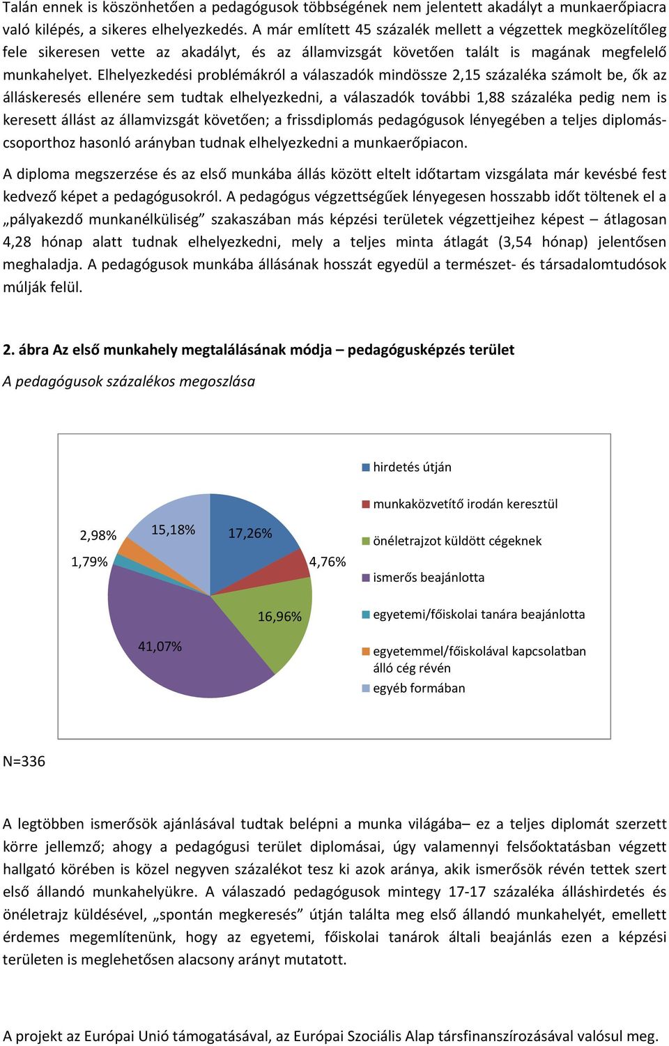 Elhelyezkedési problémákról a válaszadók mindössze 2,15 százaléka számolt be, ők az álláskeresés ellenére sem tudtak elhelyezkedni, a válaszadók további 1,88 százaléka pedig nem is keresett állást az