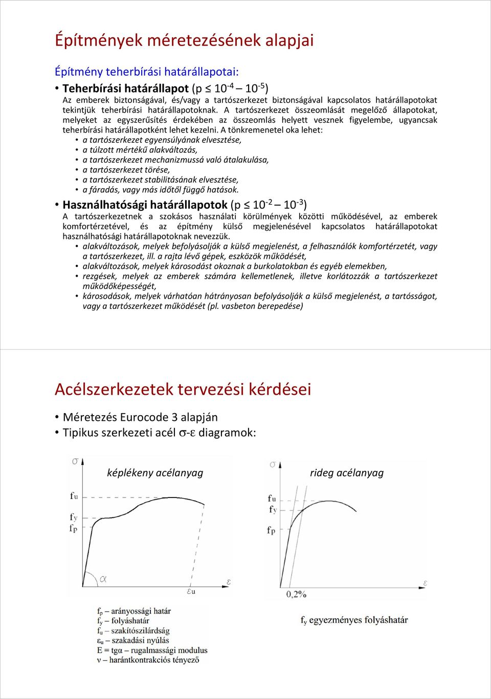 A tartószerkezet összeomlását megelőző állapotokat, melyeket az egyszerűsítés érdekében az összeomlás helyett vesznek figyelembe, ugyancsak teherbírási határállapotként lehet kezelni.