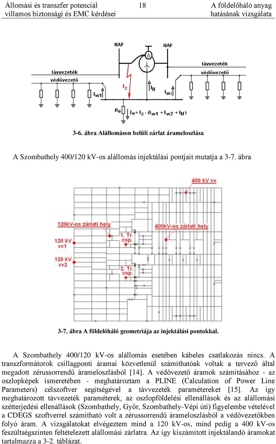 A transzformátorok csillagponti áramai közvetlenül számíthatóak voltak a tervező által megadott zérussorrendű árameloszlásból [14].