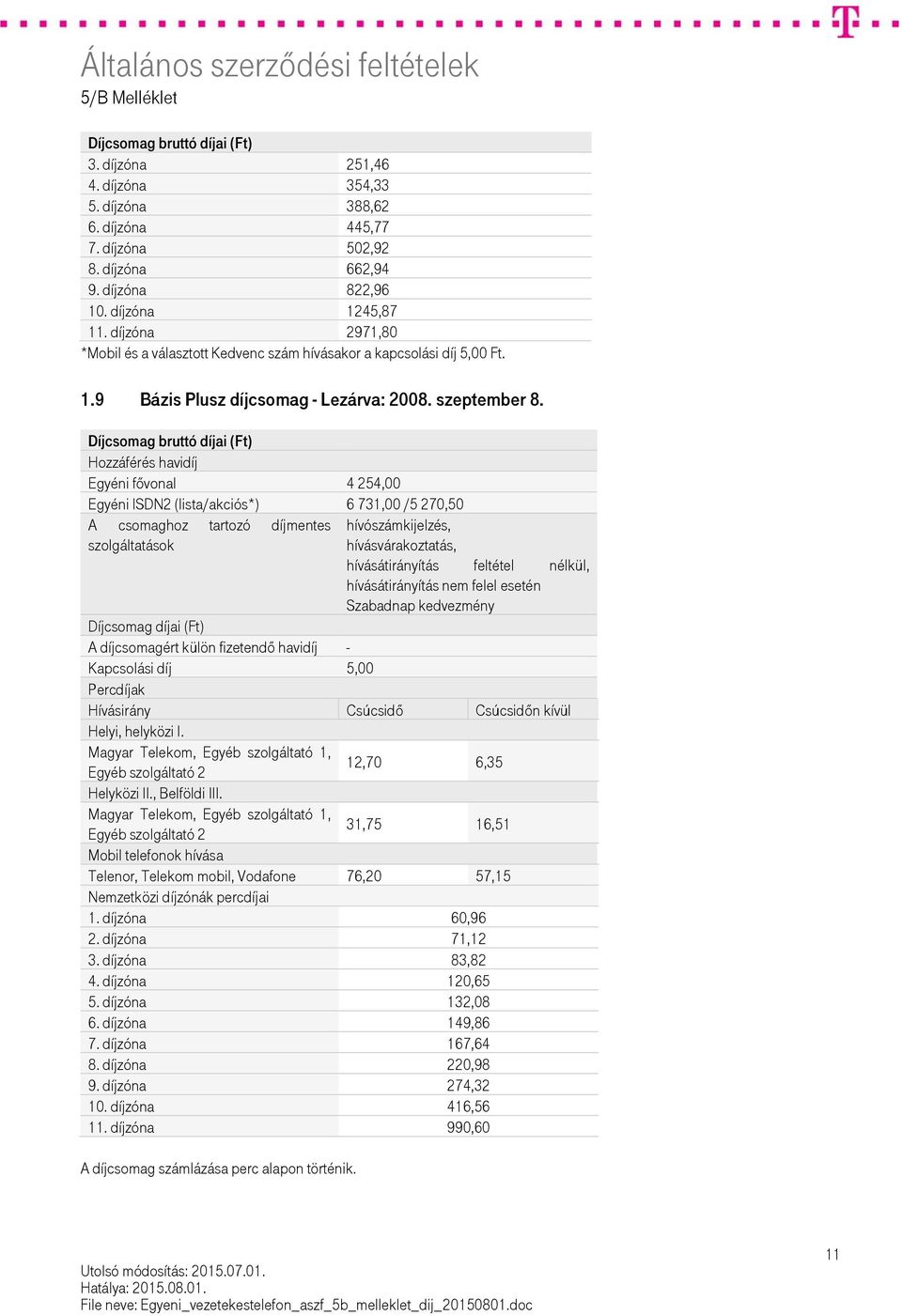 Hozzáférés havidíj Egyéni fővonal 4 254,00 Egyéni ISDN2 (lista/akciós*) 6 731,00 /5 270,50 A csomaghoz tartozó díjmentes szolgáltatások hívószámkijelzés, hívásvárakoztatás, hívásátirányítás feltétel