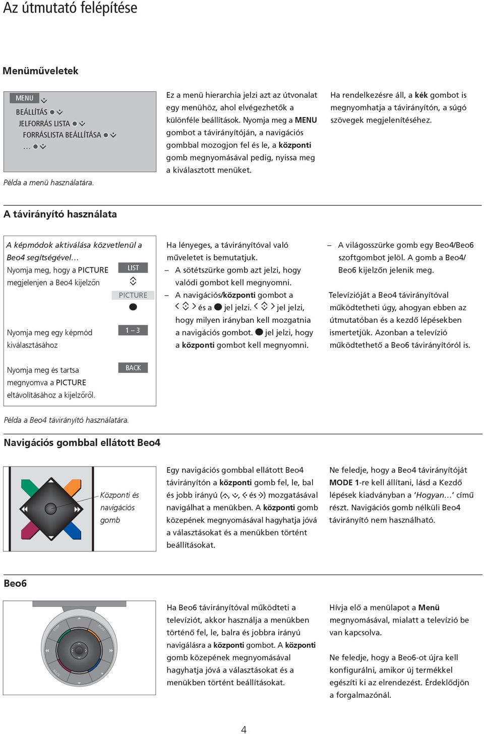 Ha rendelkezésre áll, a kék gombot is megnyomhatja a távirányítón, a súgó szövegek megjelenítéséhez.