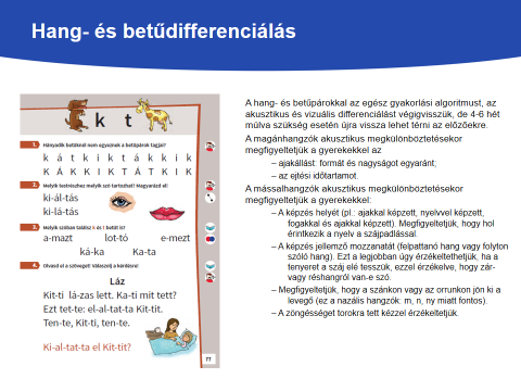 A differenciálást segítő feladatok Magánhangzók esetén összehasonlítjuk a téveszthető hangok/betűk képzésekor az artikulációs mozgásokat és a betűk vizuális képét.