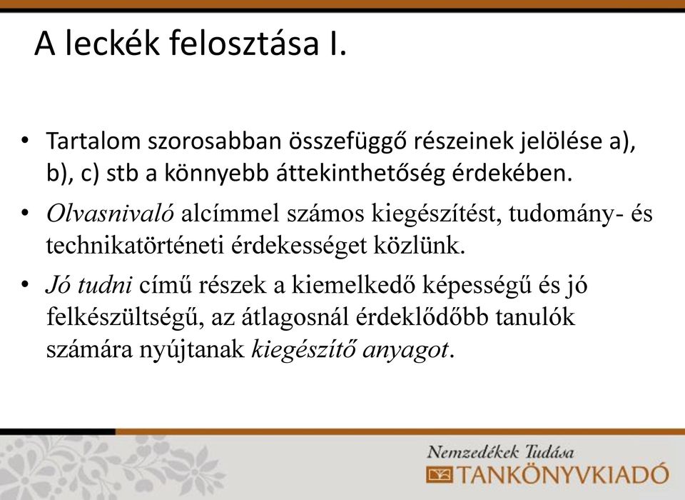 áttekinthetőség érdekében.