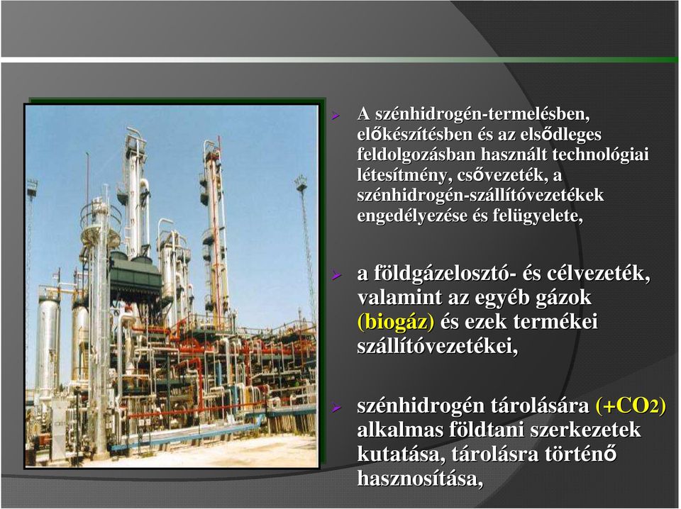 ldgázelosztó- és s célvezetc lvezeték, valamint az egyéb b gázok g (biogáz) és s ezek termékei száll llítóvezetékei,