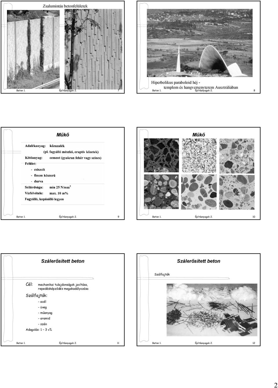 8 Műkő Műkő Beton 1. Építőanyagok 2.