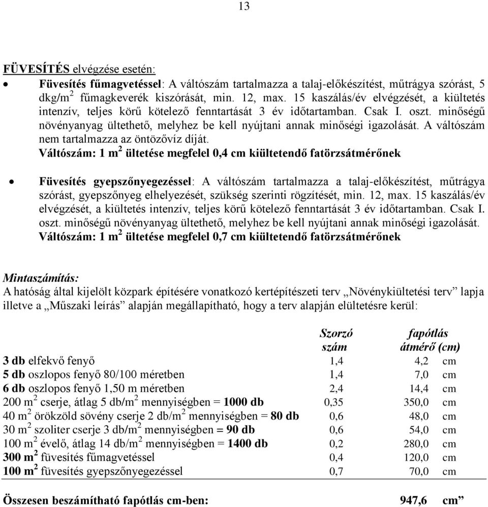 A váltószám nem tartalmazza az öntözővíz díját.