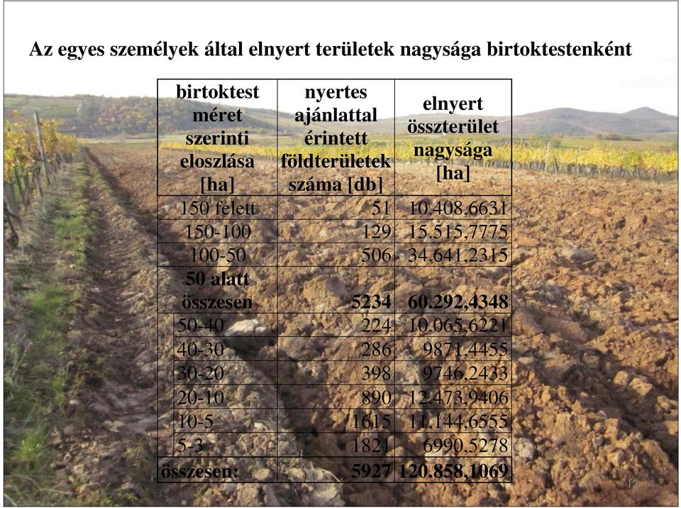 408,6631 150-100 129 15.515,7775 100-50 506 34.641,2315 50 alatt összesen 5234 60.292,4348 50-40 224 10.