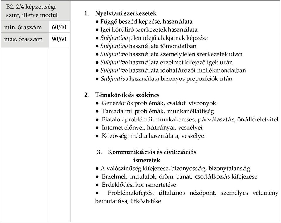 problémák, családi viszonyok Társadalmi problémák, munkanélküliség Fiatalok problémái: munkakeresés, párválasztás, önálló életvitel Internet előnyei, hátrányai, veszélyei Közösségi média használata,