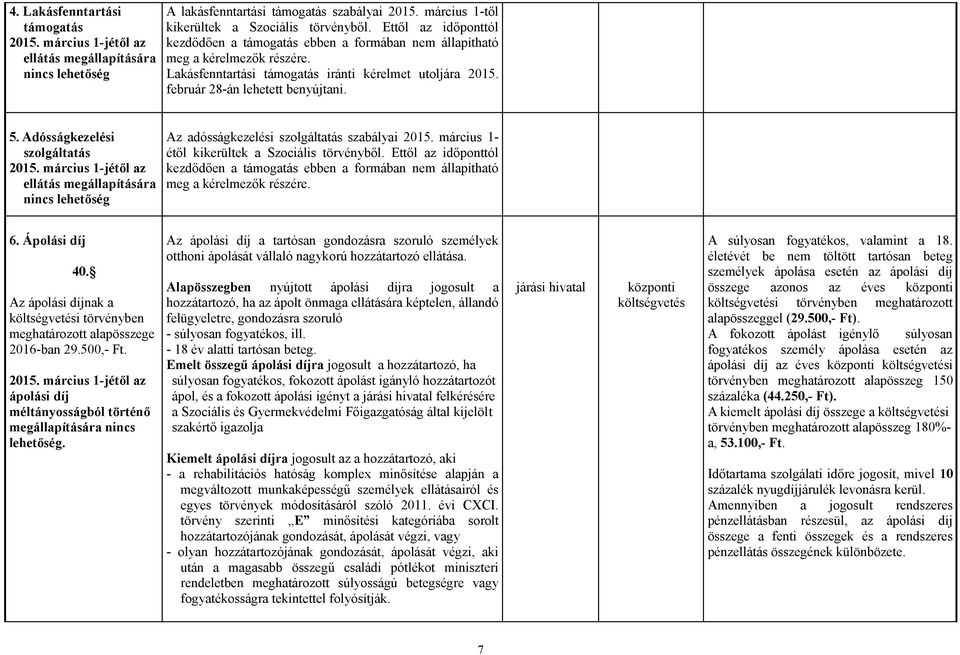 Adósságkezelési szolgáltatás 2015. március 1-jétől az ellátás megállapítására nincs lehetőség Az adósságkezelési szolgáltatás szabályai 2015. március 1- étől kikerültek a Szociális törvényből.