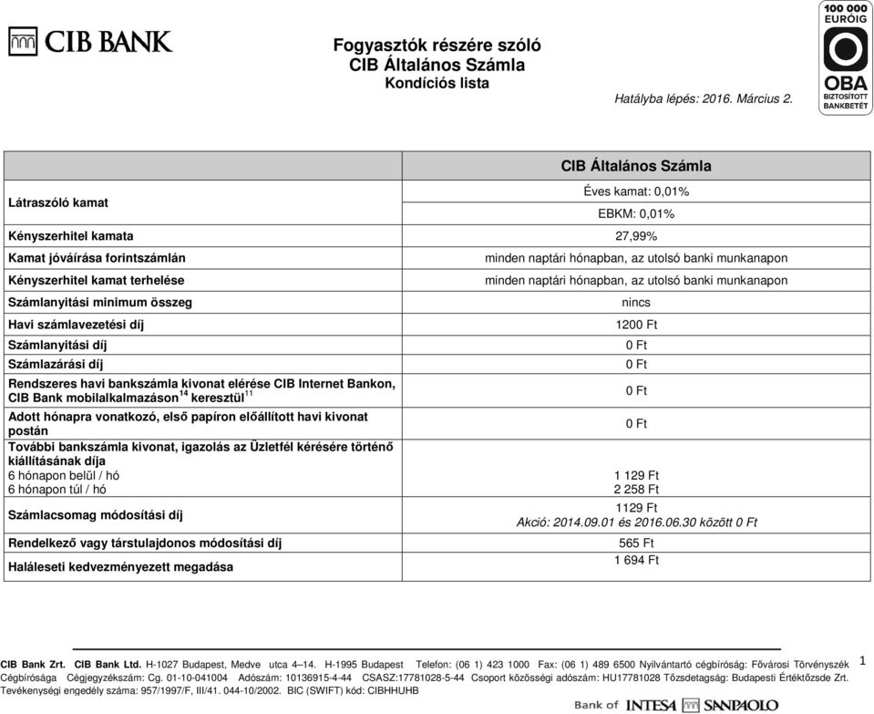 kivonat postán További bankszámla kivonat, igazolás az Üzletfél kérésére történő kiállításának díja 6 hónapon belül / hó 6 hónapon túl / hó Számlacsomag módosítási díj Rendelkező vagy társtulajdonos