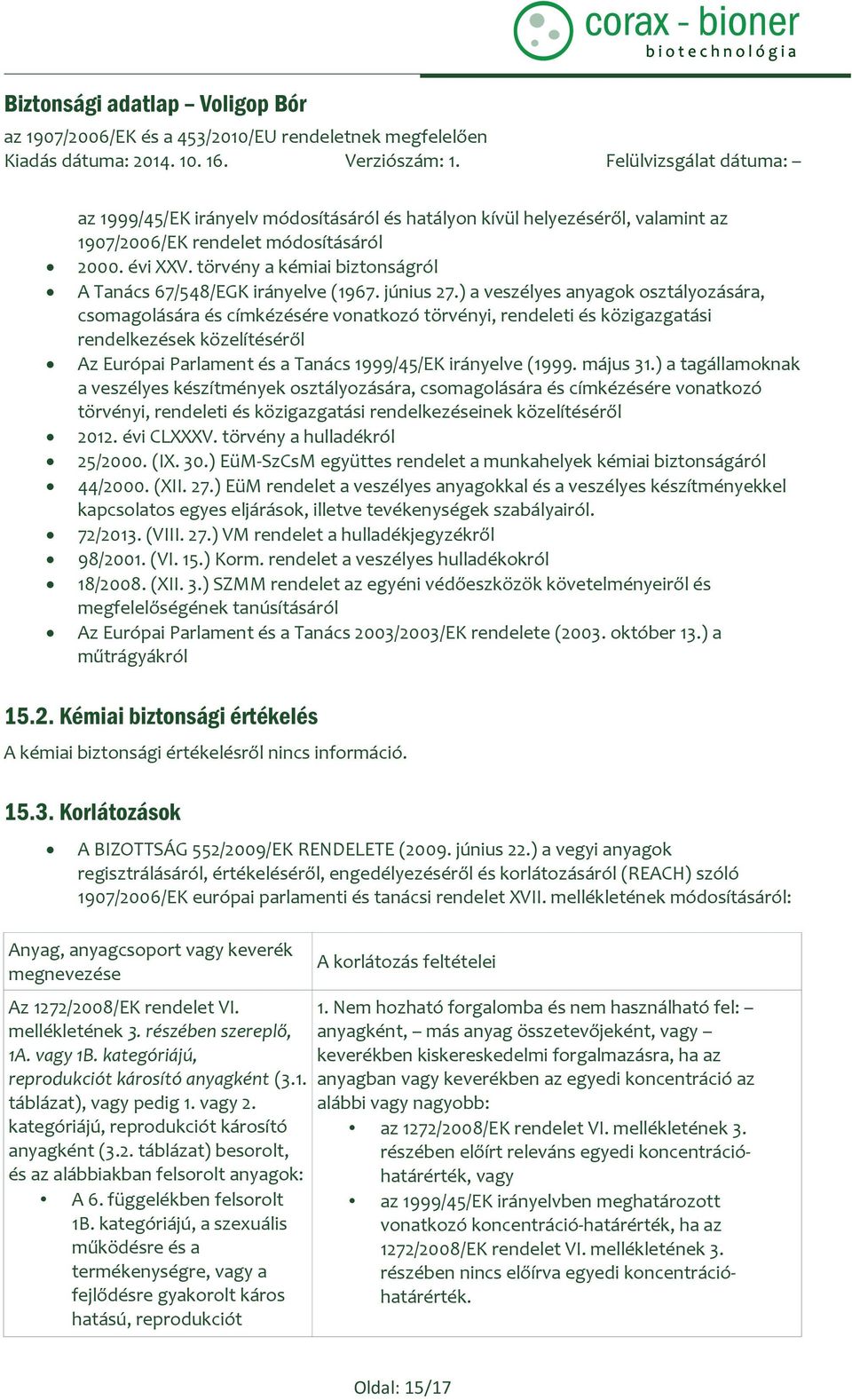 ) a veszélyes anyagok osztályozására, csomagolására és címkézésére vonatkozó törvényi, rendeleti és közigazgatási rendelkezések közelítéséről Az Európai Parlament és a Tanács 1999/45/EK irányelve
