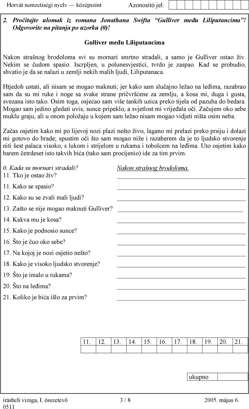 Kad se probudio, shvatio je da se nalazi u zemlji nekih malih ljudi, Liliputanaca.