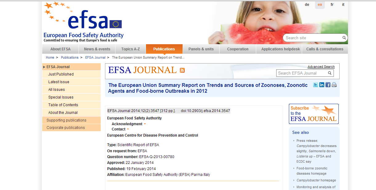 A 2012-es zoonózis jelentés letölthető: