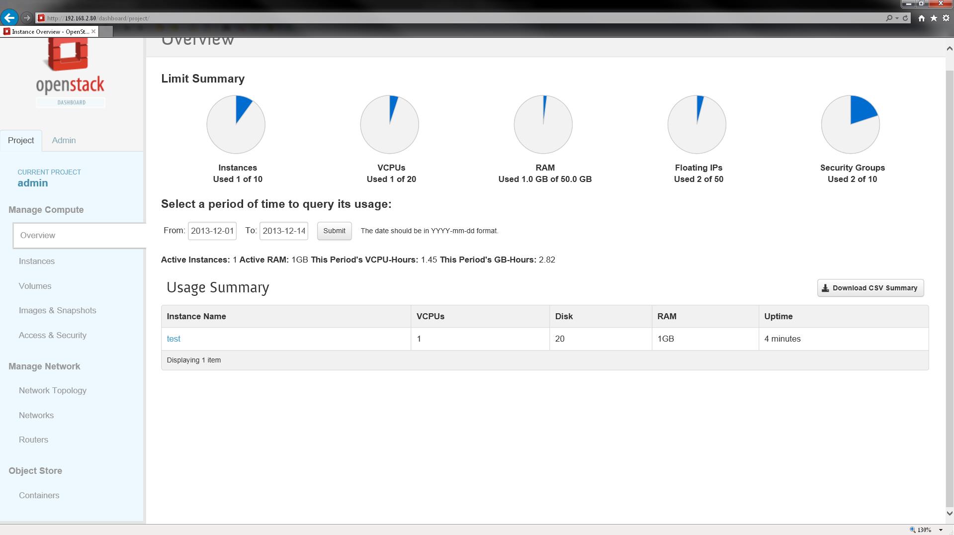 Openstack dashboard Általános áttekintés Virt.