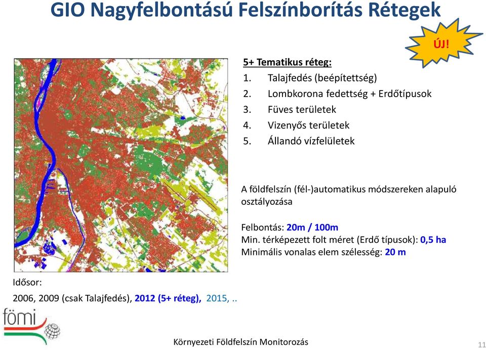 A földfelszín (fél-)automatikus módszereken alapuló osztályozása Felbontás: 20m / 100m Min.