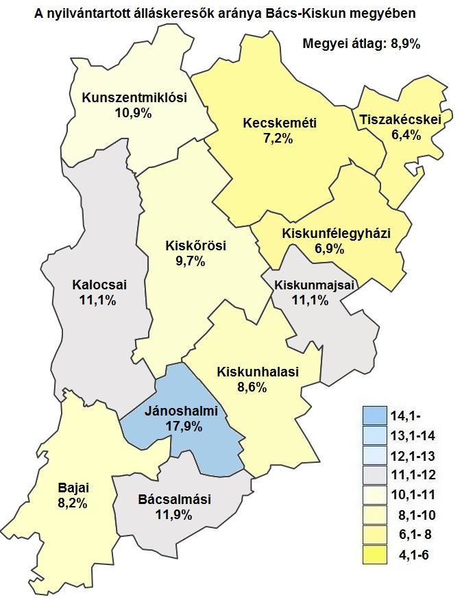 A megyei munkanélküliség jellemzői A nyilvántartott álláskeresők arányának alakulása (a gazdaságilag aktív népesség %-ában) Járás A nyilvántartott álláskeresők aránya, % a/ 2016 2015 január december