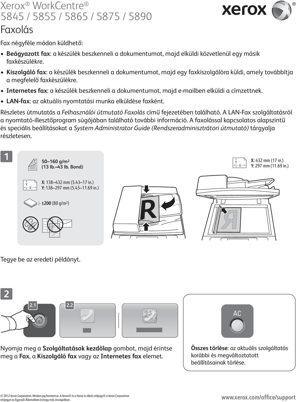 Internetes fax: a készülék beszkenneli a dokumentumot, majd e-mailben elküldi a címzettnek. LAN-fax: az aktuális nyomtatási munka elküldése faxként.