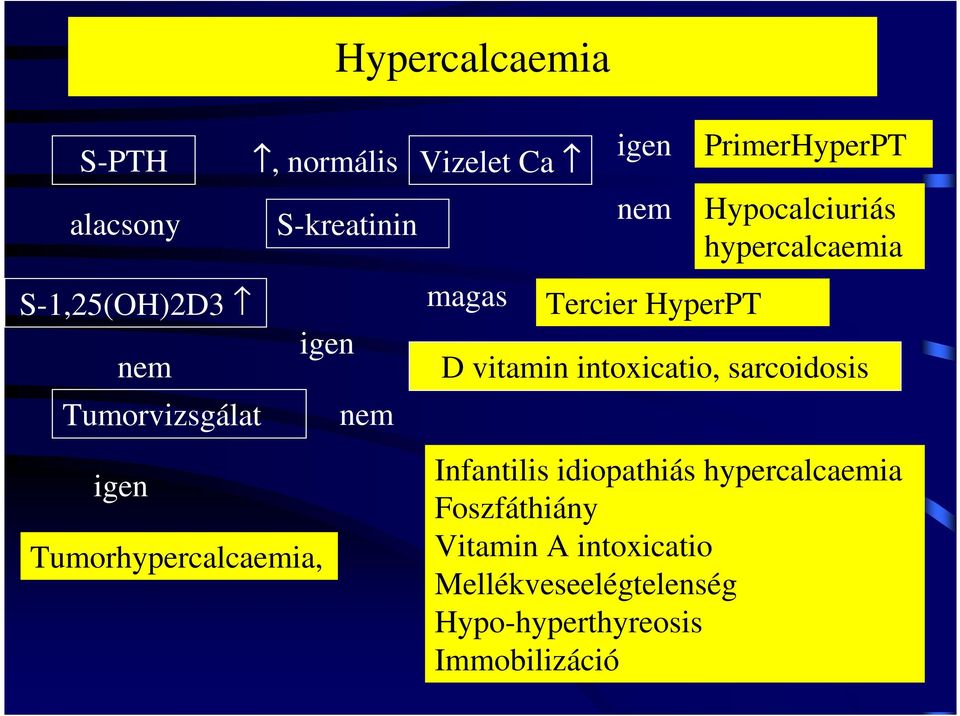 hypercalcaemia D vitamin intoxicatio, sarcoidosis igen Tumorhypercalcaemia, Infantilis