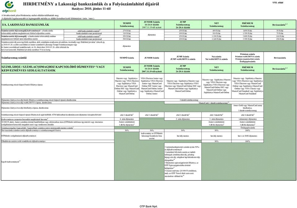 meghatározott feltétel nem teljesülése esetén vezetési díj azon ügyfelek esetében, akik számlájára rendszeres jövedelem, ösztöndíj vagy Diákhitel jóváírás 3 érkezik és a) 2010.03.26.