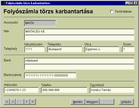 3.1.6 Szállítók, vevők adatai Ha teljes mértékben ki szeretnénk használni a nyilvántartással kapcsolatos program nyújtotta lehetőségeket, akkor a folyószámla törzs adatokat érdemes feltölteni.