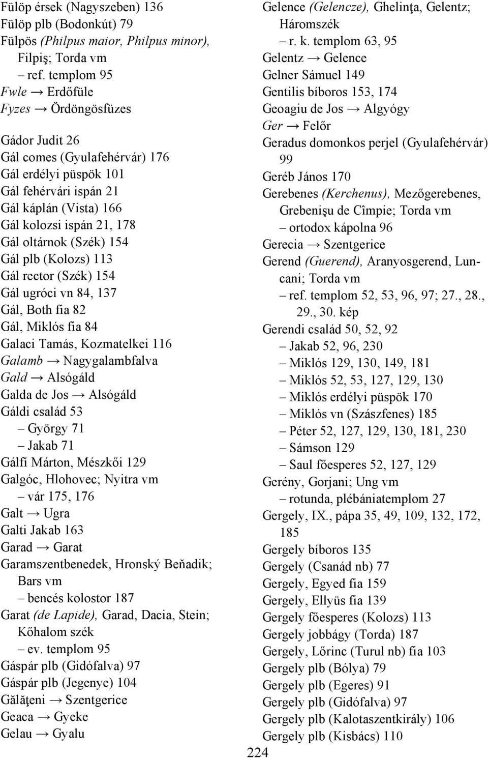 (Szék) 154 Gál plb (Kolozs) 113 Gál rector (Szék) 154 Gál ugróci vn 84, 137 Gál, Both fia 82 Gál, Miklós fia 84 Galaci Tamás, Kozmatelkei 116 Galamb Nagygalambfalva Gald Alsógáld Galda de Jos