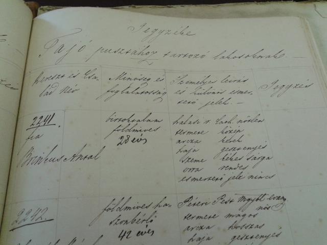 TANYAI LAKOSOK ÖSSZEÍRÁSA 1853.