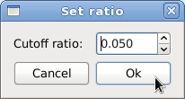 setcutoff() QDialog *dlg = new QDialog(this); QHBoxLayout *hb1 = new QHBoxLayout, *hb2 = new QHBoxLayout; QVBoxLayout *vb = new QVBoxLayout; QLabel *text = new QLabel(tr("Cutoff ratio:"));