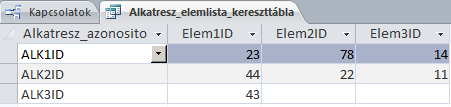 Adatbázis kialakítása access