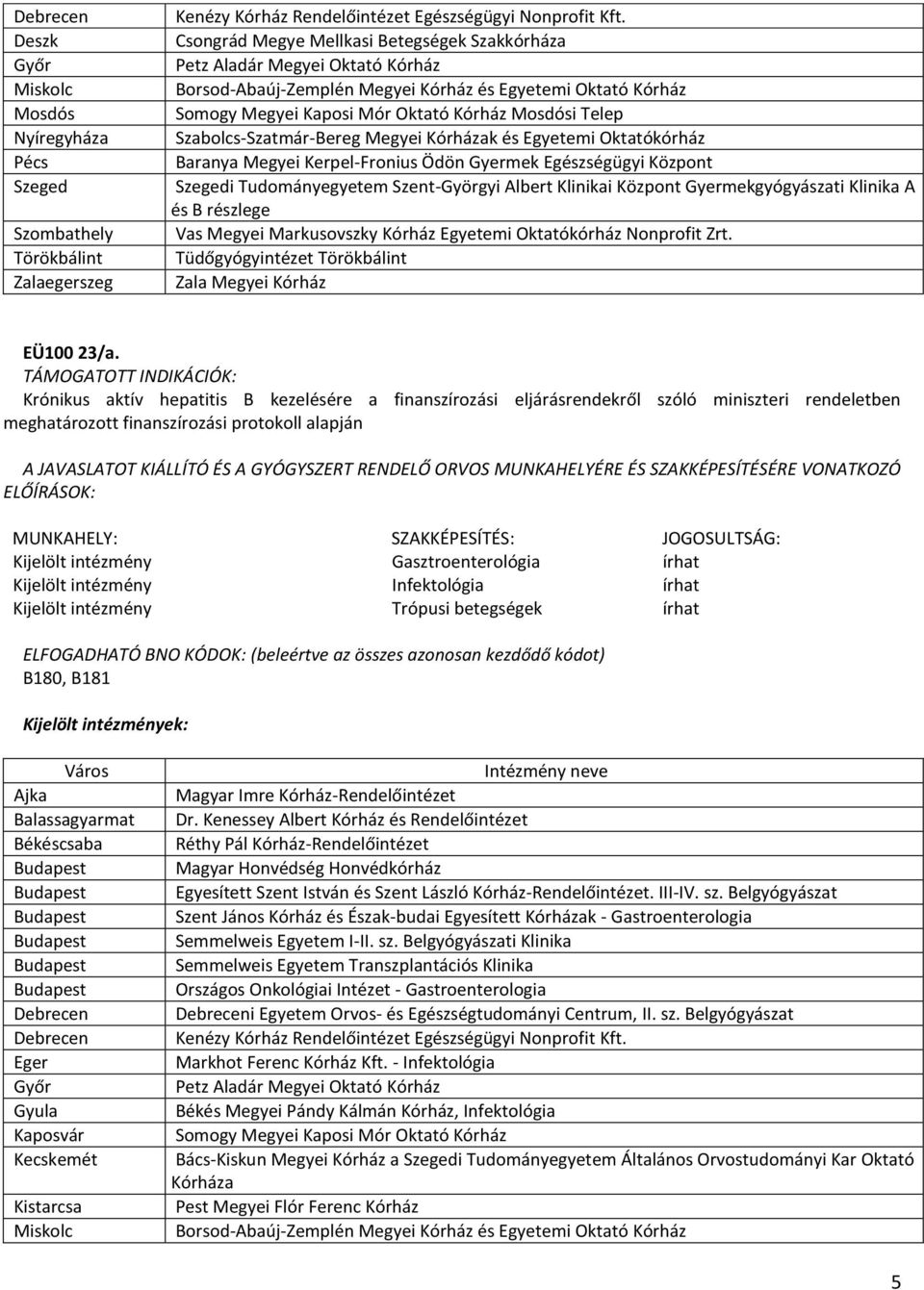 Megyei Kerpel-Fronius Ödön Gyermek Egészségügyi Központ i Tudományegyetem Szent-Györgyi Albert Klinikai Központ Gyermekgyógyászati Klinika A és B részlege Vas Megyei Markusovszky Kórház Egyetemi