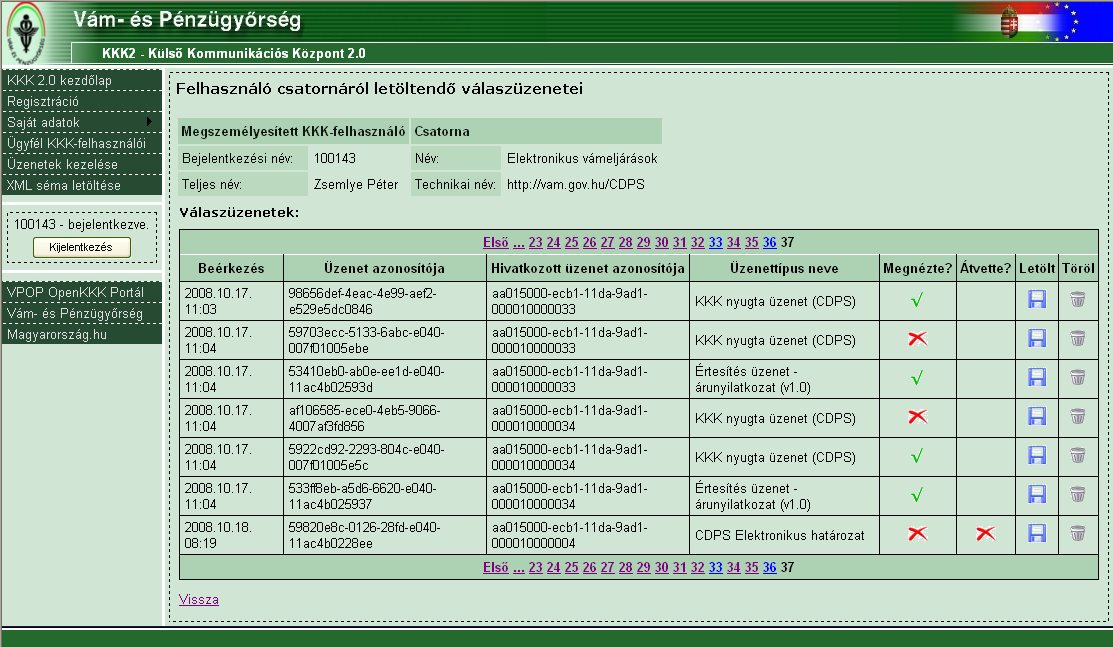 6.2.1 Elektronikus Üzenet átvétele 31.