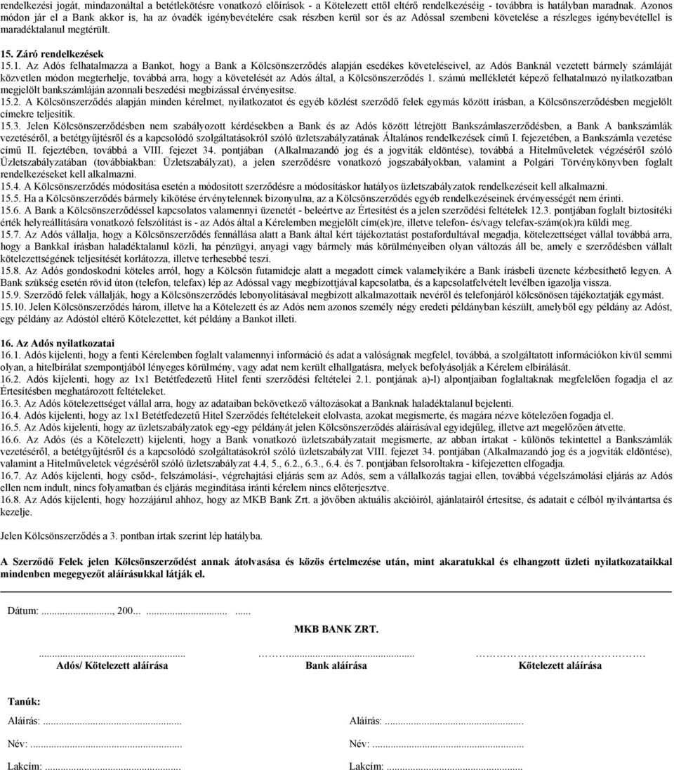 Záró rendelkezések 15