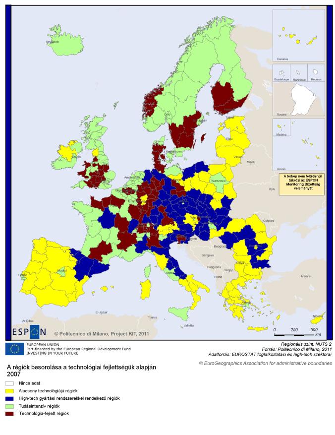 A régiók besorolása a technológiai fejlettségük alapján Forrás: SS-LR Final Report Demográfiai kihívások Európában és