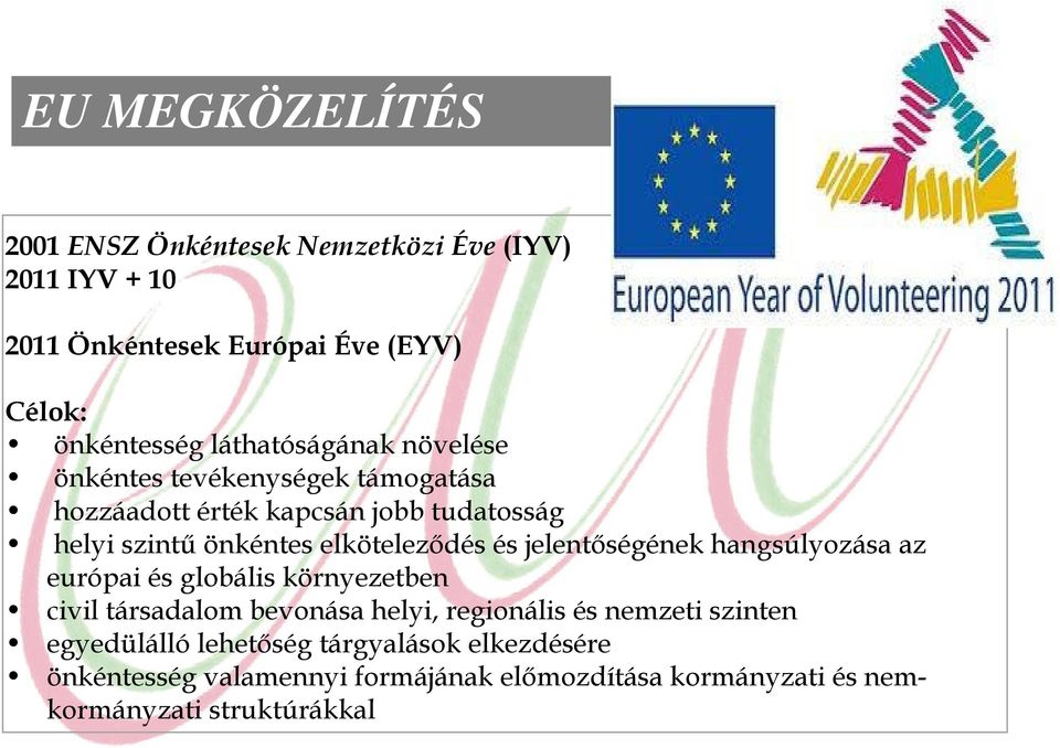 elköteleződés és jelentőségének hangsúlyozása az európai és globális környezetben civil társadalom bevonása helyi, regionális és