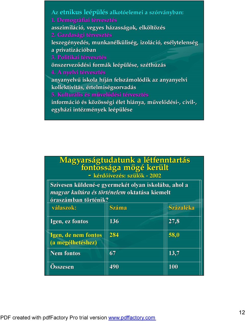 Politikai térvesztt rvesztés önszerveződési si formák k leépülése se,, széth thúzás 4.