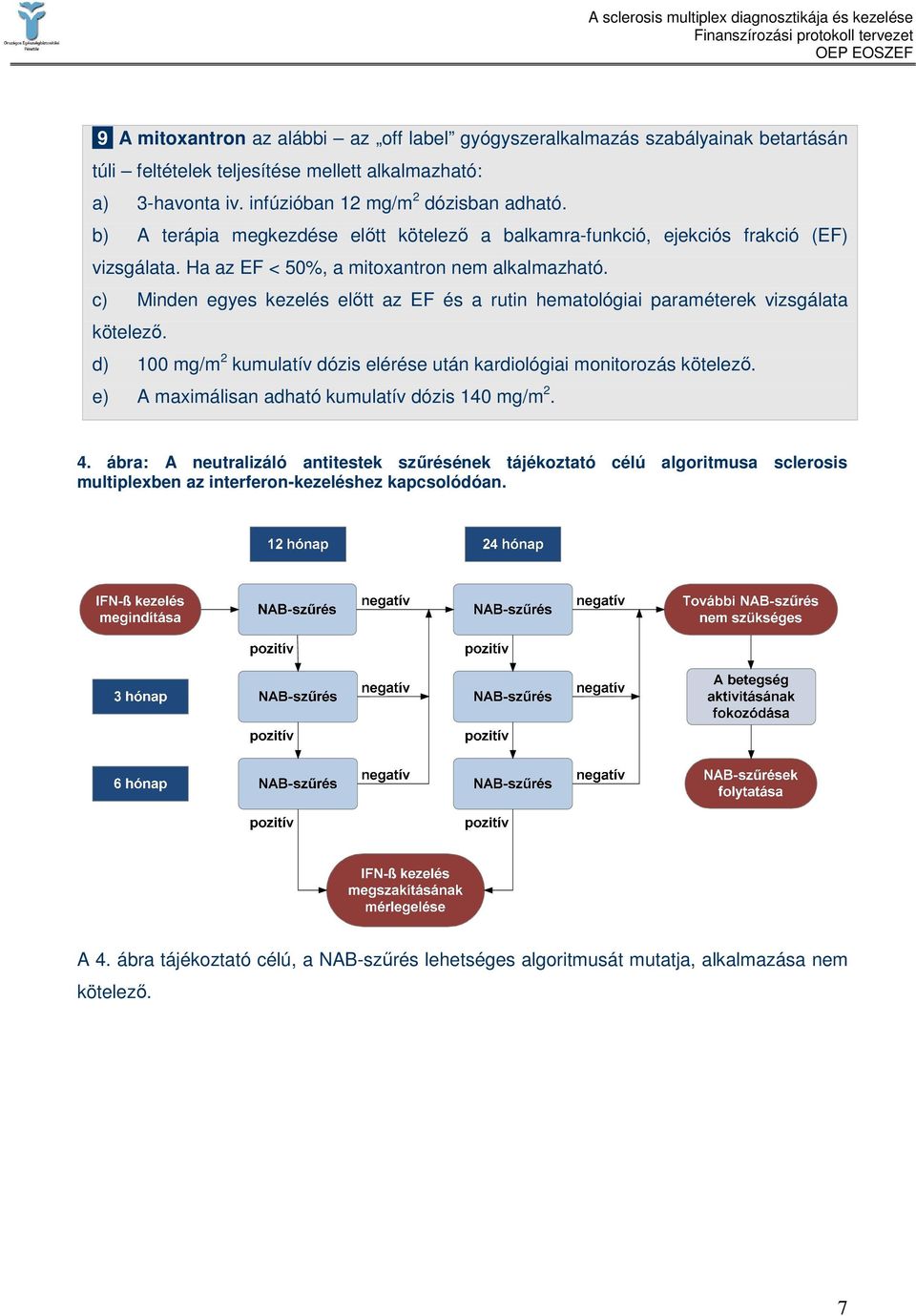 c) Minden egyes kezelés elıtt az EF és a rutin hematológiai paraméterek vizsgálata kötelezı. d) 100 mg/m 2 kumulatív dózis elérése után kardiológiai monitorozás kötelezı.