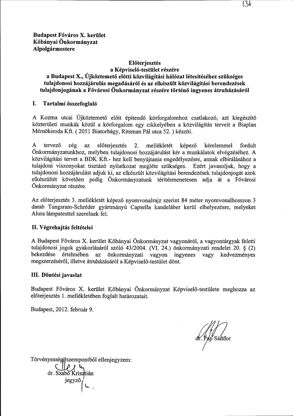 történő ingyenes átruházásáról I.